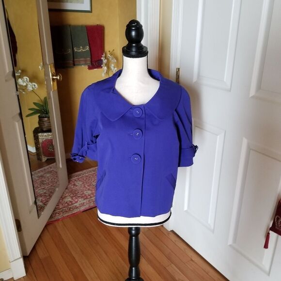 IRIS BLUE CROP JACKET - Picture 6 of 7